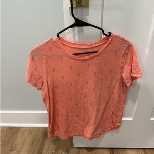 Old Navy Coral Pineapple Print Short Sleeve Top